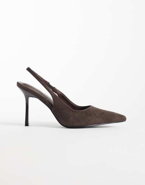 SIMMI London Wide Fit - Exmoor - Chaussures à talon en suédine avec bride arrière à motif en relief - Marron - view 1