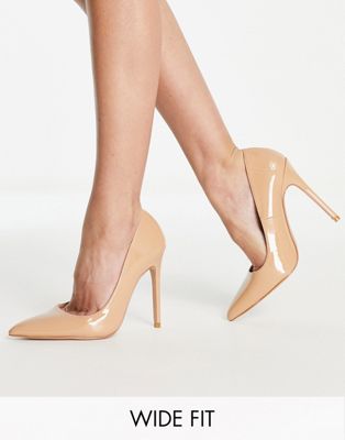Simmi London Wide Fit heeled stiletto shoes in beige