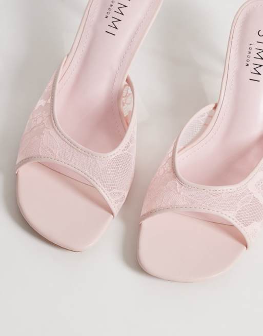 Simmi London Wide Fit - Illia - Mules à talon en dentelle - Rose, 2 de 4