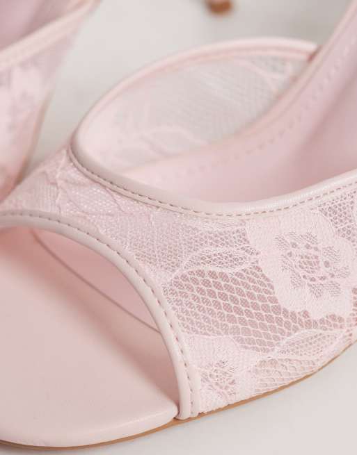 Simmi London Wide Fit - Illia - Mules à talon en dentelle - Rose, 4 de 4