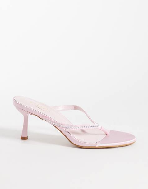 Simmi London Wide Fit - Iris - Sandali infradito con tacco rosa decorati a pianta larga - view 1