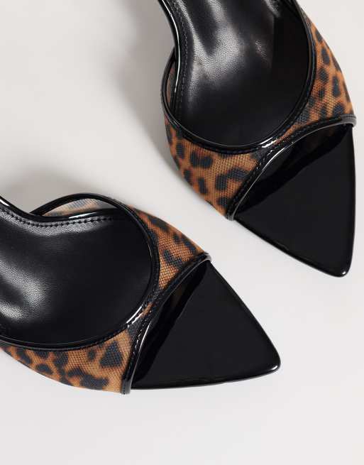 Simmi London Wide Fit Jessyca heeled mules in leopard mesh , 3 of 4