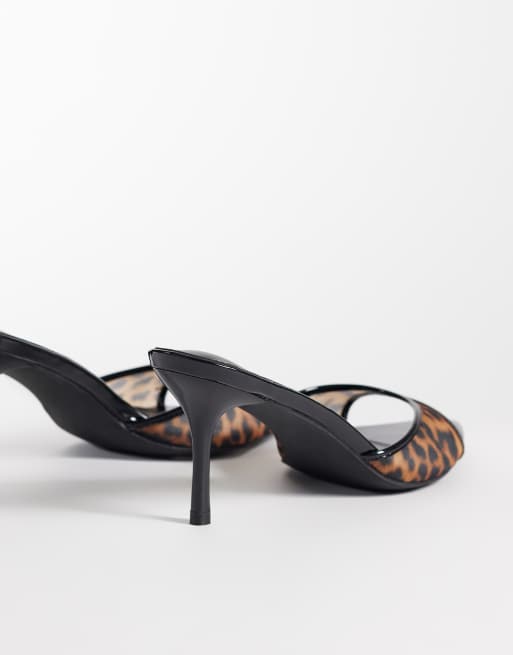 Simmi London Wide Fit Jessyca heeled mules in leopard mesh , 4 of 4