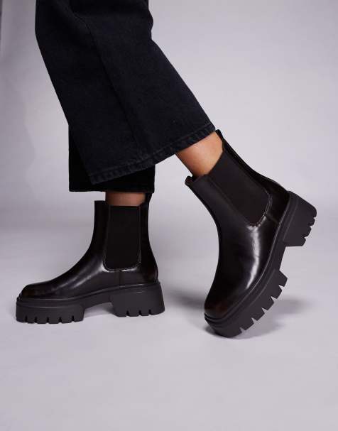 Simmi London Wide Fit Judd chunky Chelsea boots in burnished brown - view 1