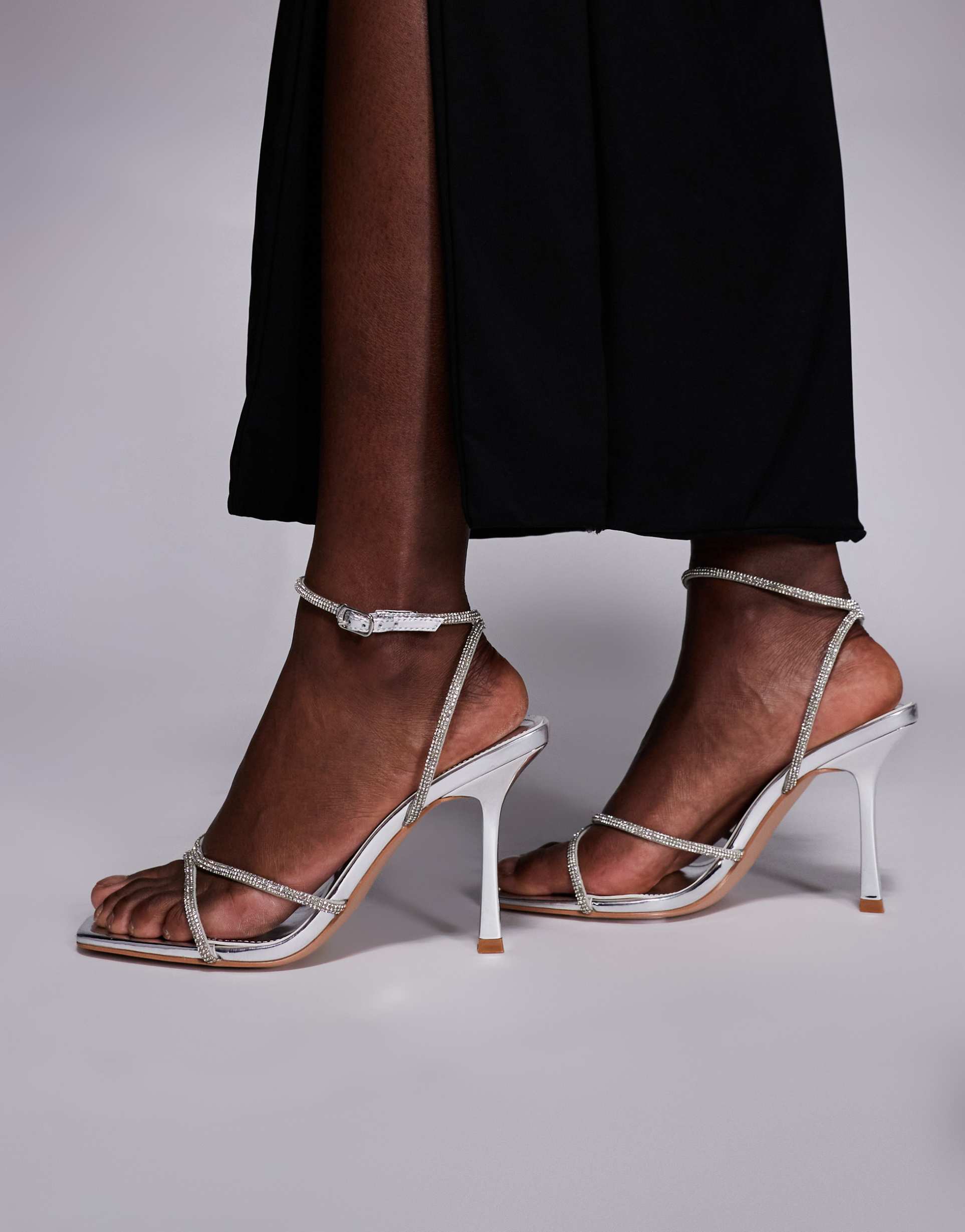 simmi london wide fit judy embellished heeled sandals in silver