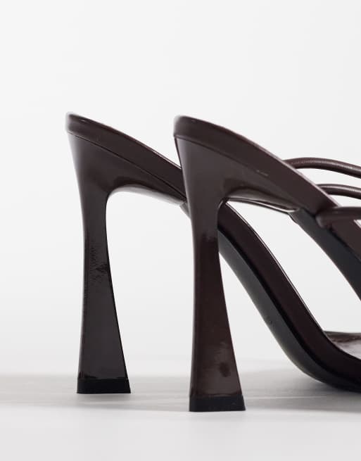 Simmi London Wide Fit Kareena barely there heeled sandals in chocolate, 2 of 4