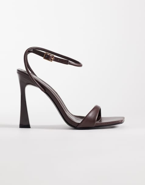 Simmi London Wide Fit - Kareena - Sandali con tacco color cioccolato effetto nudo a pianta larga - view 1