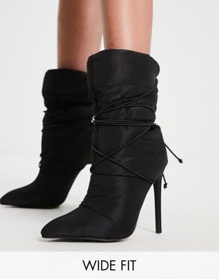Simmi London Wide Fit Kiley padded stiletto heel ankle boots in black  - ASOS Price Checker