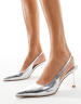 Simmi London Wide Fit Laylin Low heeled court shoe in silver snake