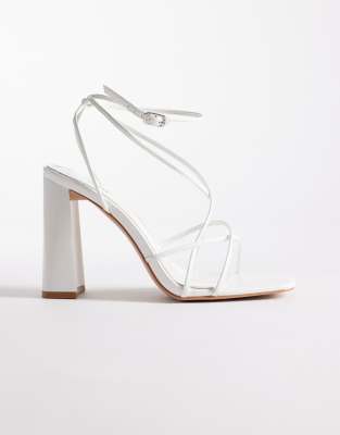 Simmi Wide Fit Simmi London Wide Fit Lucia Block Heeled Sandals In White