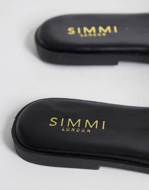 Simmi London Wide Fit - Luna - Sorte vævede flade sandaler, 4 af 4