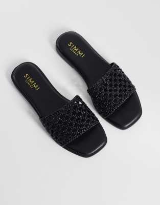 Simmi London Wide Fit Luna woven flat sandals 
