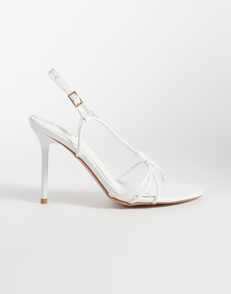 SIMMI London Wide Fit – Nina – Vita klacksandaler med smala remmar - view 1