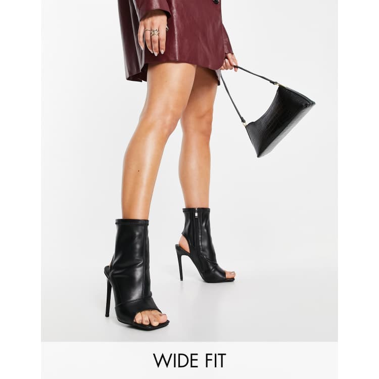 Wide fit peep toe boots sale