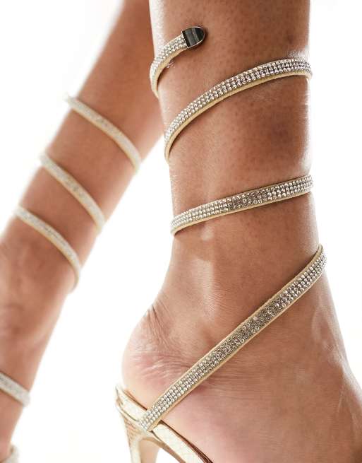 The Drop Women's Aimee Heeled Sandals - Pink/Gold Ombre, Spiral Straps, 3 Inch Heel, Size 6.5