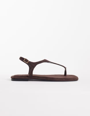 Simmi London Wide Fit Perry thong sandals  faux suede