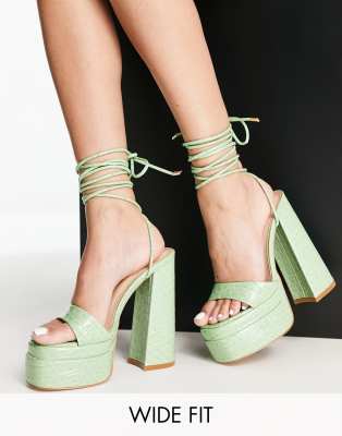 Simmi Wide Fit Simmi London Wide Fit Platform Heeled Sandals In
