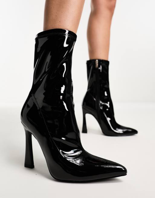 Wide fit black outlet patent boots