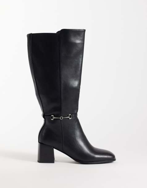 Simmi London Wide fit Romee knee boots with horsebit detail in black - view 1