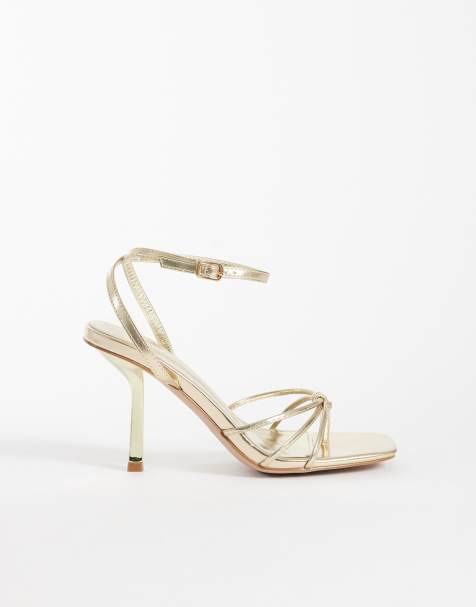 Simmi London Wide Fit - Sabrina - Sandalias dorado metalizado de tacón con diseño de tiras - view 1