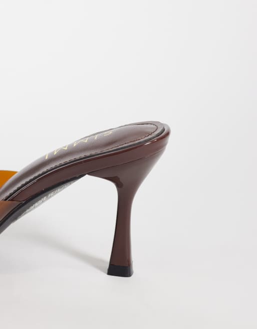 SIMMI London Wide Fit - Santo - Sandales style mules à talon - Chocolat, 3 de 4