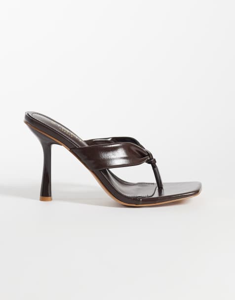 Simmi London Wide Fit - Santo - Sandalias de dedo marrón chocolate de tacón - view 1