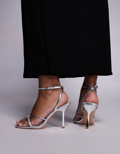 Simmi London Wide Fit Sebelle embellished heeled sandals in silver mirror, 4 of 4