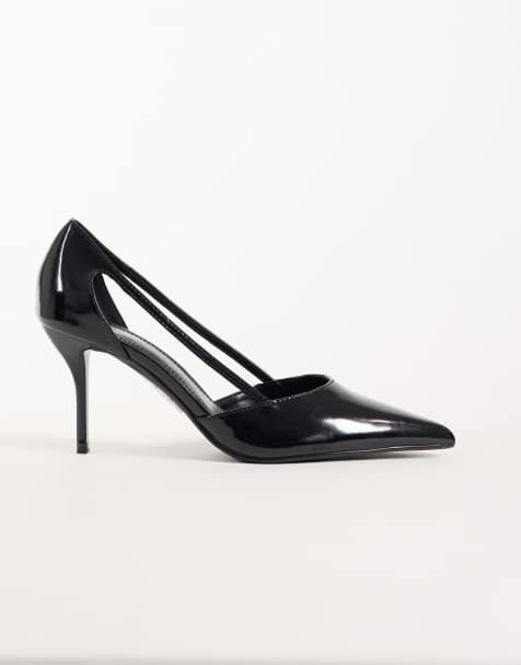 Simmi London Wide Fit Shelli Pointed court shoe in Black PU - view 1