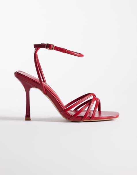 Simmi London Wide Fit - Sibelle - Sandali a pianta larga rossi con tacco e fascette - view 1