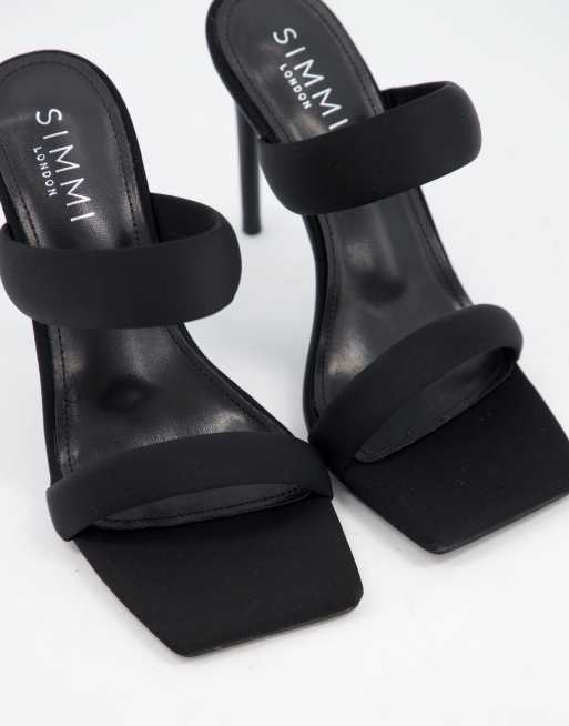 Simmi London Wide Fit Skye padded mules in black, 2 of 4