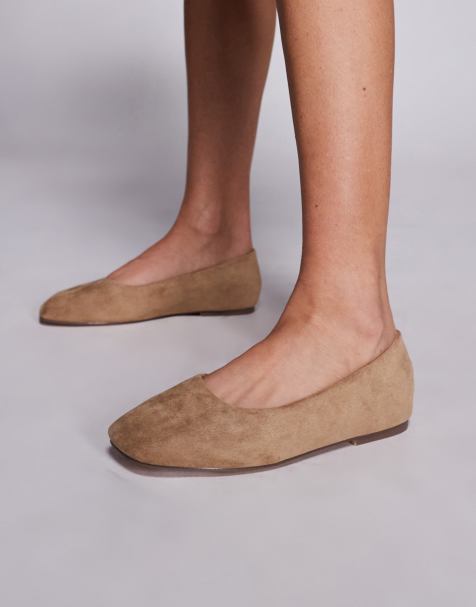 SIMMI London Wide Fit – Viktoria – Szarobrązowe balerinki z imitacji zamszu - view 1