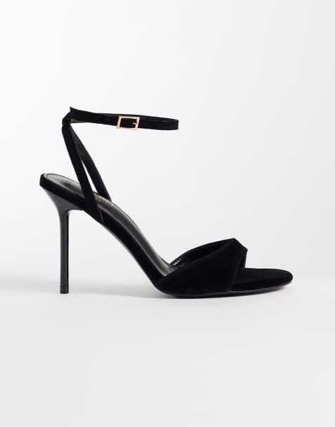 Simmi London Wide Fit Wynna classic heeled sandal in black velvet - view 1