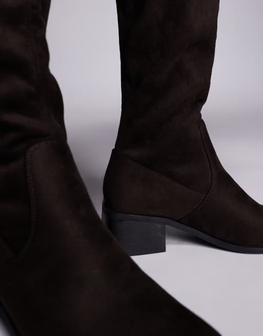 Simmi London Wide Fit - Xander - Cuissardes élégantes aspect daim - Marron, 3 de 4
