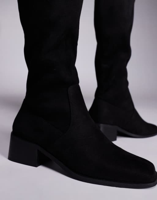 Simmi London Wide Fit - Xander - Cuissardes élégantes aspect daim - Noir, 3 de 4