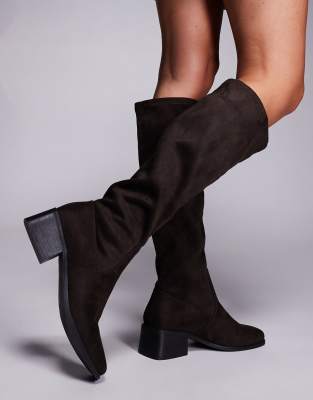 Simmi Wide Fit Simmi London Wide Fit Xander Smart Knee Boots In Brown