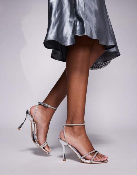 Simmi London Wide Fit - Yara - Sandali minimal a pianta larga decorati color argento - view 1