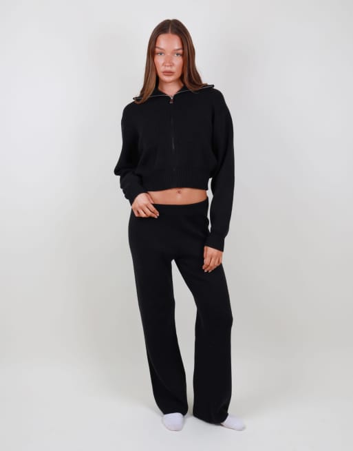Simmi London Wide leg knitted trouser in black, 4 of 4