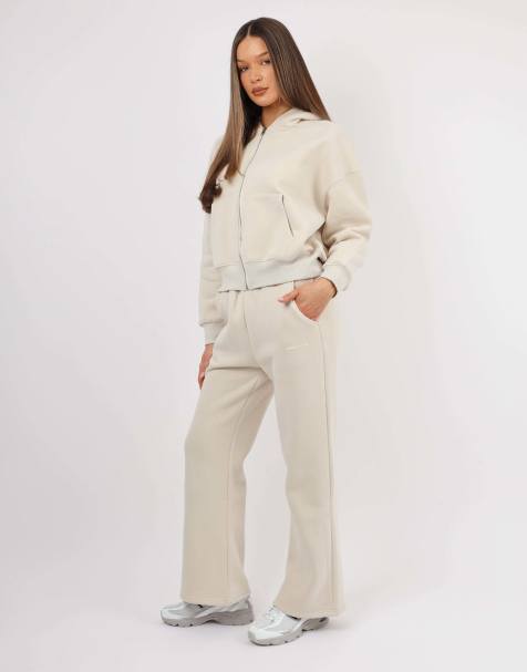 Simmi London X mia khan maddie essentials flared joggers in lt beige - view 1