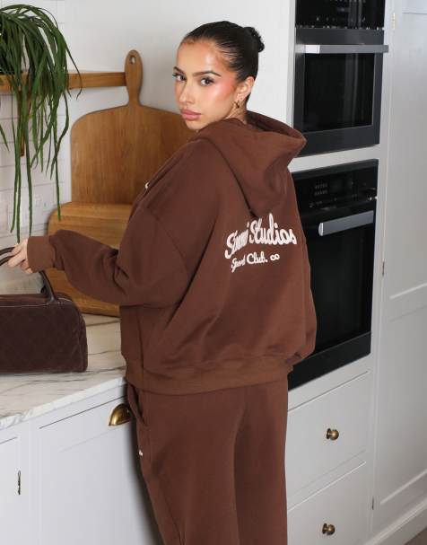 Simmi London X mia khan marilyn printed hoodie in brown - view 1