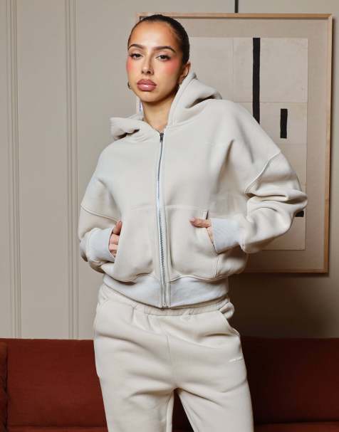 Simmi London X mia khan maui essentials zip hoodie in lt beige - view 1