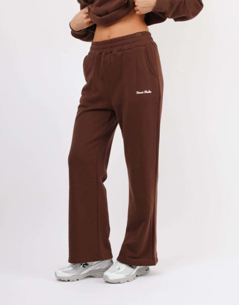 Simmi London X mia khan milan flared joggers in brown - view 1
