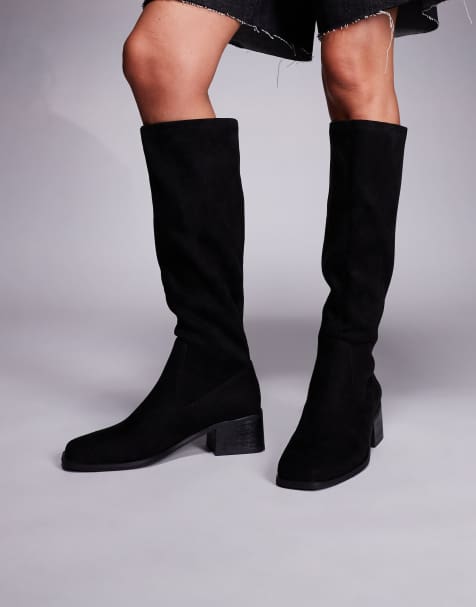 Simmi London - Xander - Stivali eleganti al ginocchio in camoscio sintetico neri - view 1
