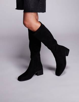 Simmi Wide Fit Simmi London Xander Wide Fit Smart Knee Boots In Black