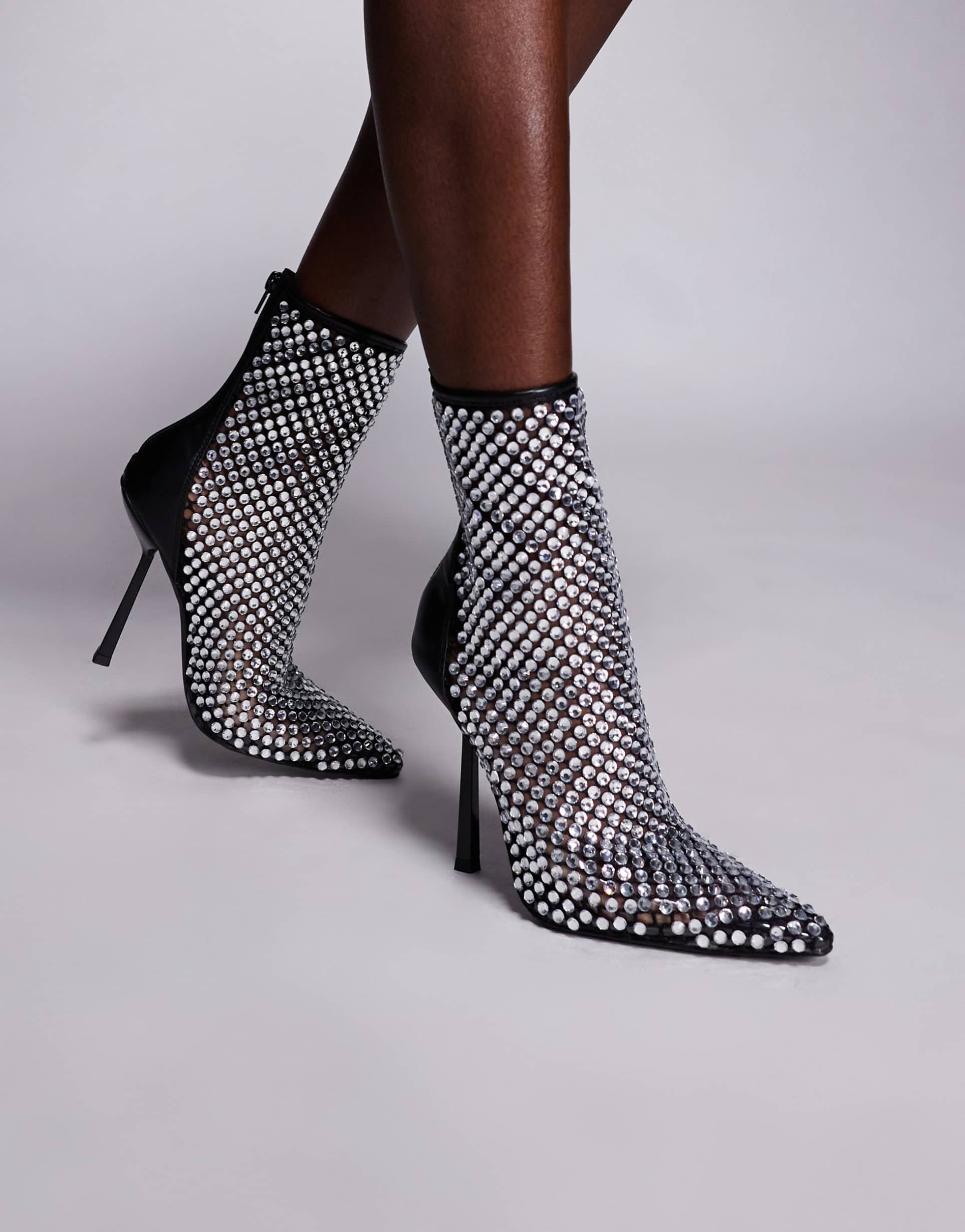 simmi london yaa diamante high ankle boots in black