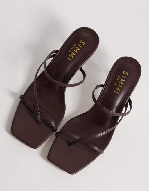 Simmi London - Zarah - Chokoladebrune mule-sandaler med kitten-hæl, 2 af 4