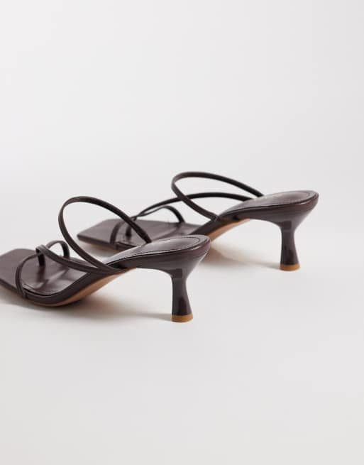 Simmi London - Zarah - Chokoladebrune mule-sandaler med kitten-hæl, 4 af 4