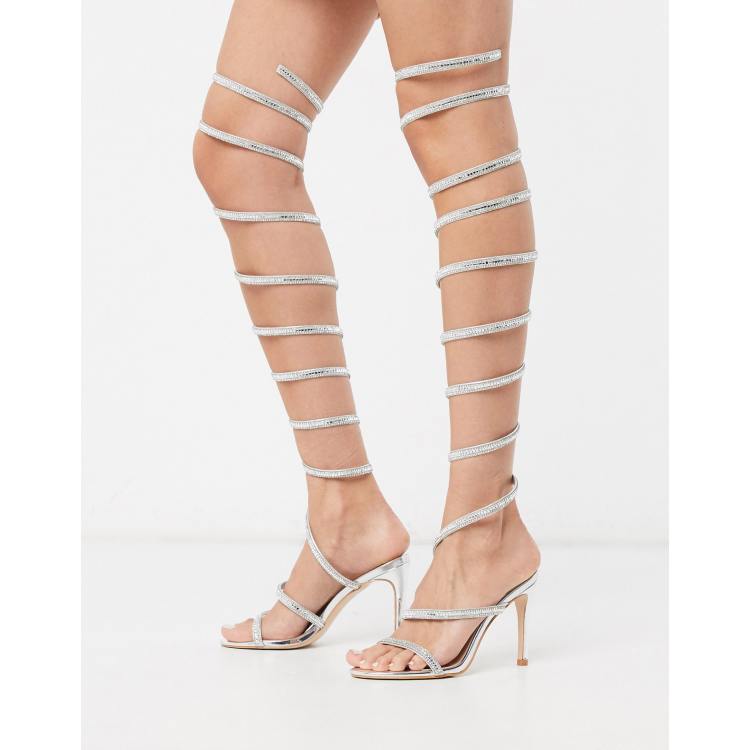 Thigh high wrap around sandal online heels