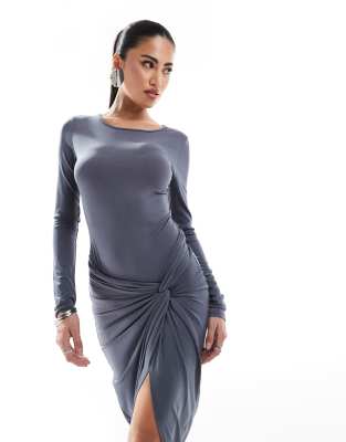 Simmi Clothing Simmi long sleeve bodysuit co-ord in dark grey