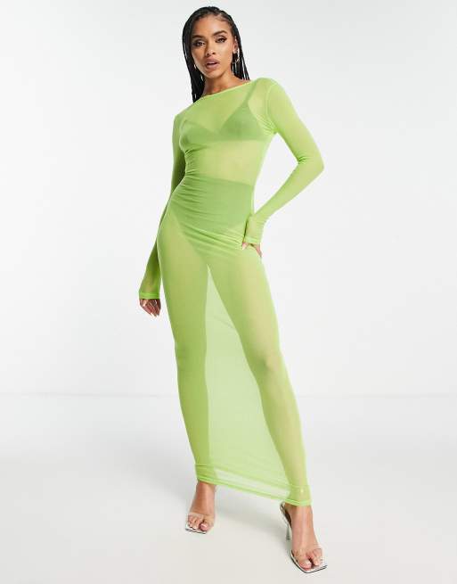 Long mesh maxi dress best sale