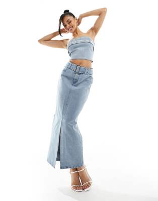 Simmi - Maxi-Jeansrock in Blau mit Schnallendetail, Kombiteil